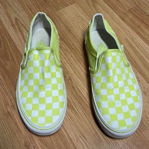 Checkered Vans( Lime green and white)